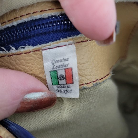 VTG Hobo Shoulder Bag Purse Multicolor Leather Color Block Hand Made In MEXICO - Picture 6 of 10